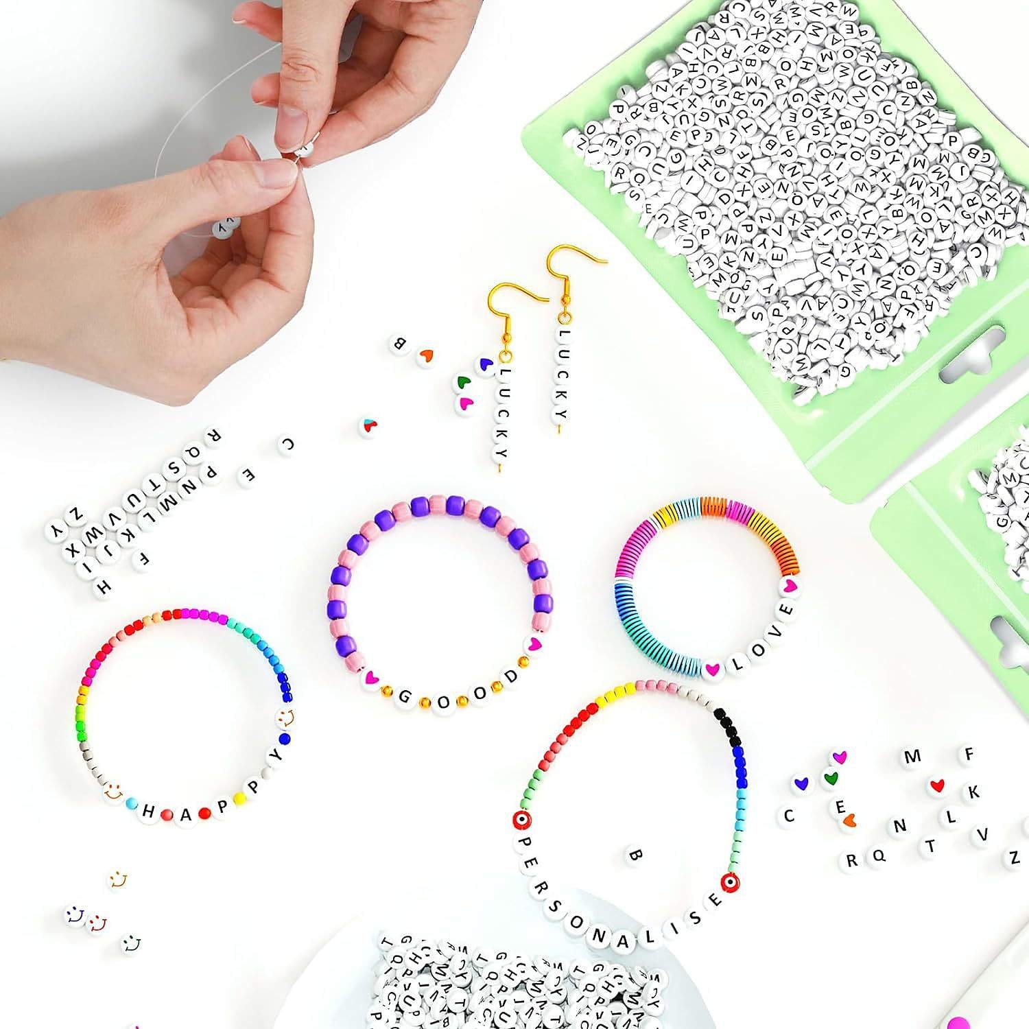 800 Stück Buchstabenperlen in 28 Stilen, bunte Perlen mit lächelndem Gesicht, Herzperlen-Set für DIY-Armbänder, Halsketten, Ohrringe, Kunsthandwerk, Kleinunternehmen, Schmuckherstellungsbedarf 2025 - $9.99 –P3
