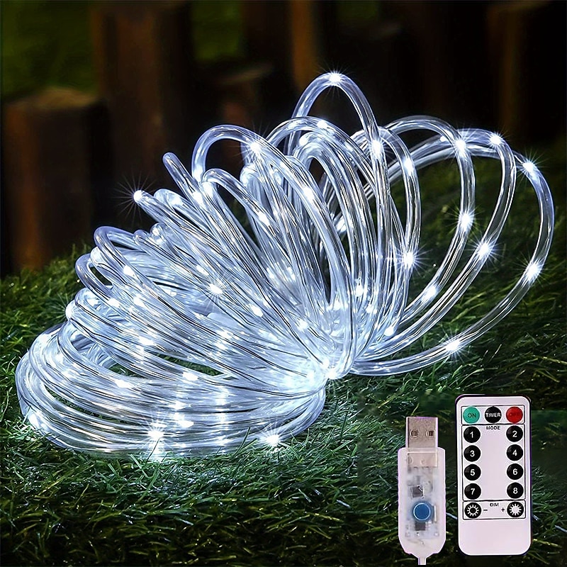 1 Db USB Cső Fény Beltéri és Kültéri Udvar Esküvői Ünnepi Díszlámpa Füzér 7M-50Led/12M-100Led/20M-200Led/30M-300Led 2026 - $10.99 –P10