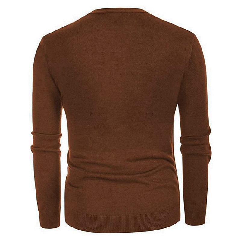 Men's Cardigan Sweater Knit Sweater Ribbed Knit Cropped Button Up Color Block V Neck Warm Ups Modern Contemporary Casual Daily Wear Clothing Apparel Fall Winter Dark Navy Brown M L XL 2025 - $31.99 –P5