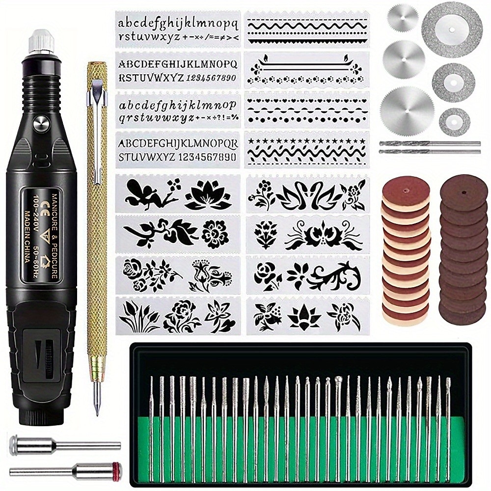 Kit d'outils de gravure multifonction électrique filaire micro graveur stylo de gravure outil rotatif de bricolage pour bijoux verre bois métal céramique plastique (modèle américain) de 2026 ? $72.99 –P1
