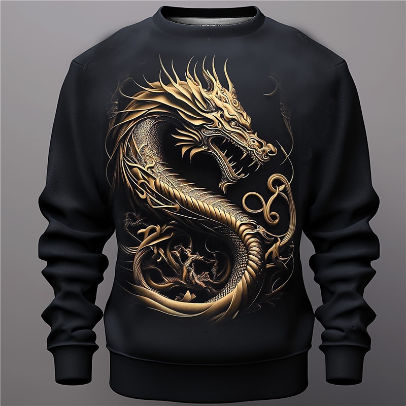 Hombre Graphic Animal Dragón Sudaderas Sudadera con capucha Manga Larga Camisa de entrenamiento Cuello Barco Moda Diario Casual Impresión 3D Vacaciones Festivos Noche Estampado Primavera & Otoño 2025 - $29.99 –P1