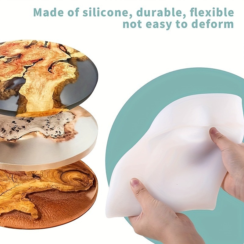 Molde de mesa de resina grande, 14 polegadas, redondo, silicone, resina epóxi, moldes para mesa de rio, faça você mesmo, placa de corte, decoração de mesa de 2025 por $44.99 –P4