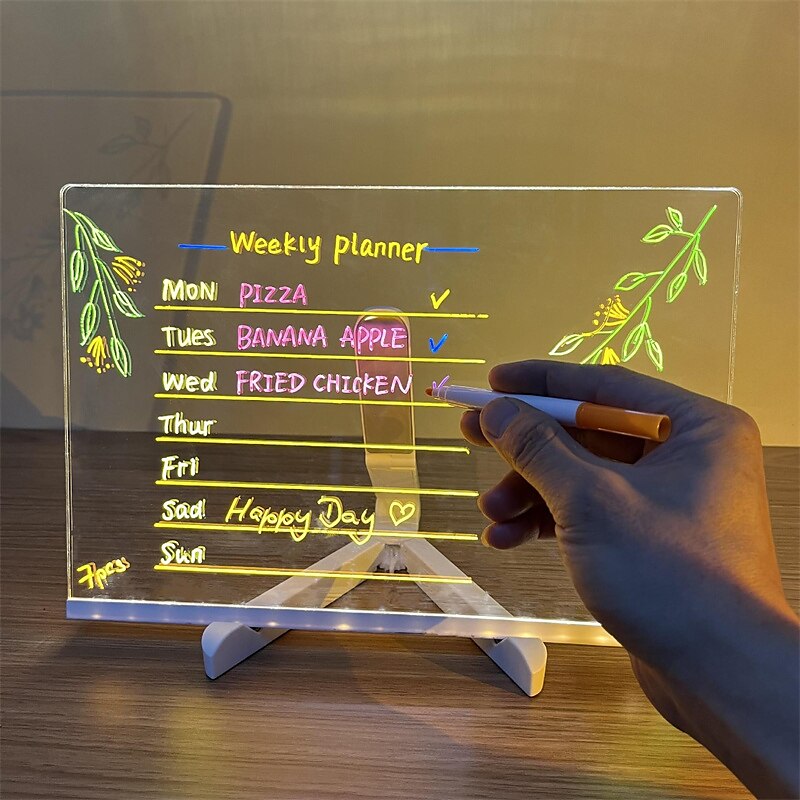 Children's drawing board blackboard transparent double side can be wiped and written acrylic luminous writing board scaffolding desktop message board 2025 - $25.99 –P2
