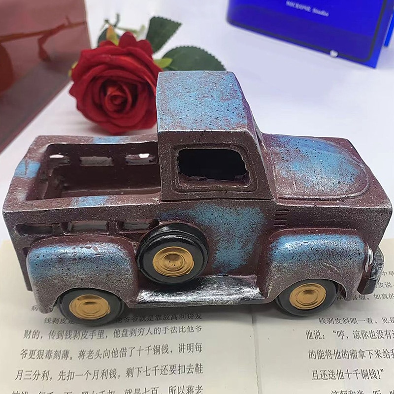 Pot de fleur de voiture rétro, jardinière succulente, ornement artisanal rétro en résine pour la maison, jardin, décoration de cour de 2025 ? $20.99 –P2