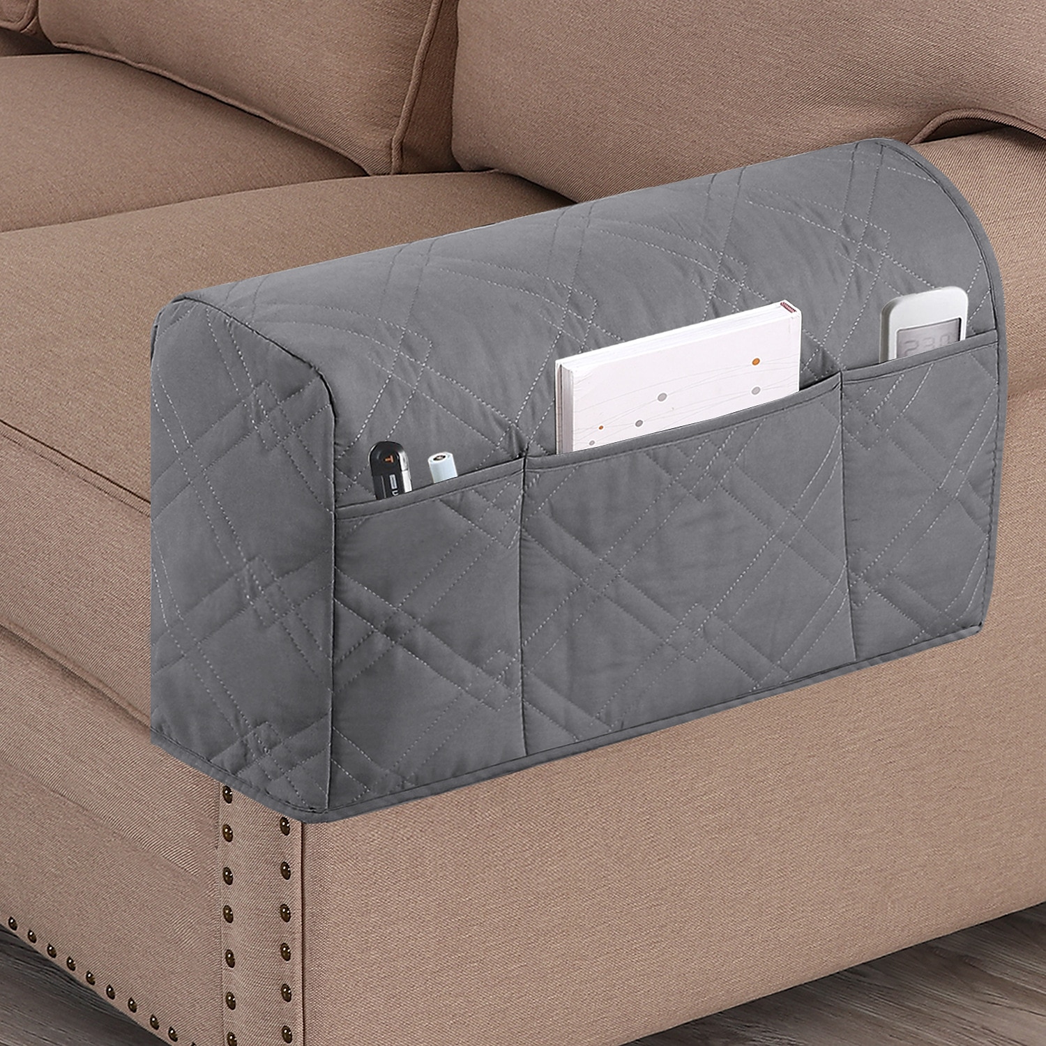 2 peças capas de apoio de braço à prova d'água para cadeiras e sofás capas de braço de sofá para capas de apoio de braço de sofá com bolso lateral protetor de móveis antiderrapante lavável de 2025 por $31.99 –P13