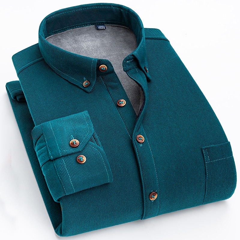 Men's Shacket Solid / Plain Color Vacation New Year Yellow Red Dark Navy Blue Long Sleeve Classic Collar Fall / Winter Clothing Apparel Print 2025 - $38.99 –P2