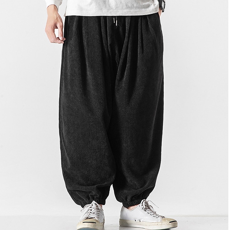 Men's Sweatpants Corduroy Pants Carrot Pants Pocket Drawstring Elastic Waist Plain Comfort Breathable Outdoor Daily Going out Fashion Casual Black Pink 2026 - $49.99 –P15