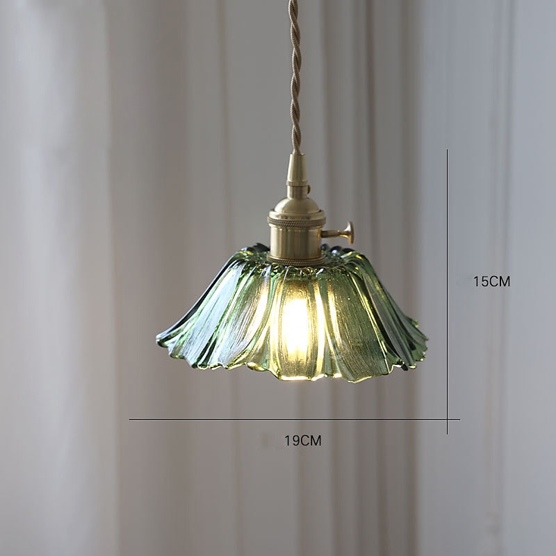 Lámpara colgante de cristal para isla de cocina, lámpara de techo con pantalla de cristal de flor morada, lámpara colgante rústica E27 para comedor, dormitorio, bar 2025 - $185.99 –P9