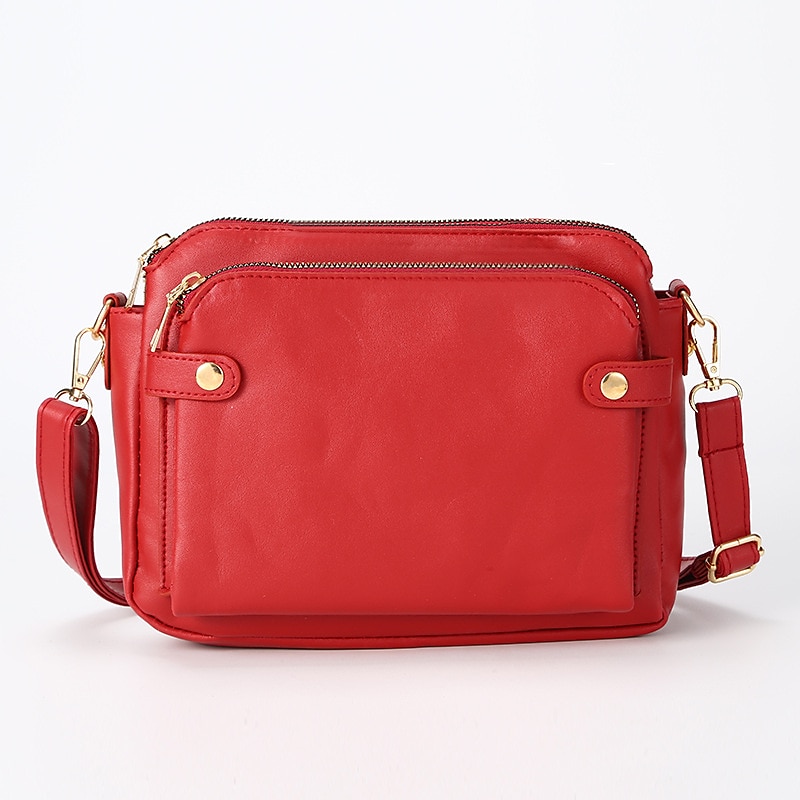 Women's Vintage Three-Layer Leather Crossbody Shoulder & Clutch Bag – Multi-Compartment Design for Casual, Work, and Travel Use 2025 - $29.99 –P14