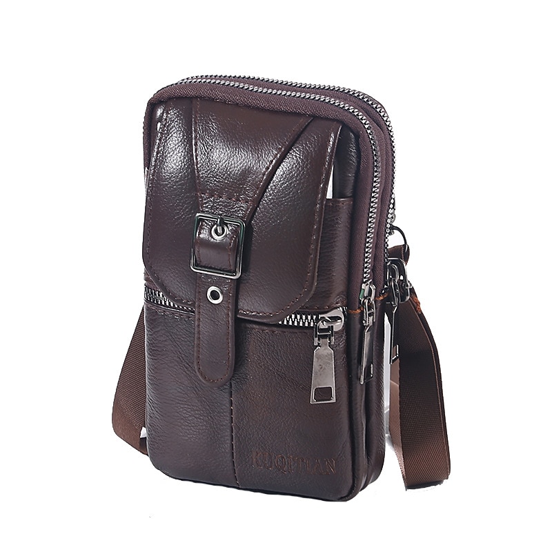 мужская многофункциональная сумка через плечо из натуральной кожи, кошелек для мобильного телефона, чехол-кобура для телефона, кожаный поясной чехол, маленькая сумка-мессенджер 2025 - $11.99 –P4