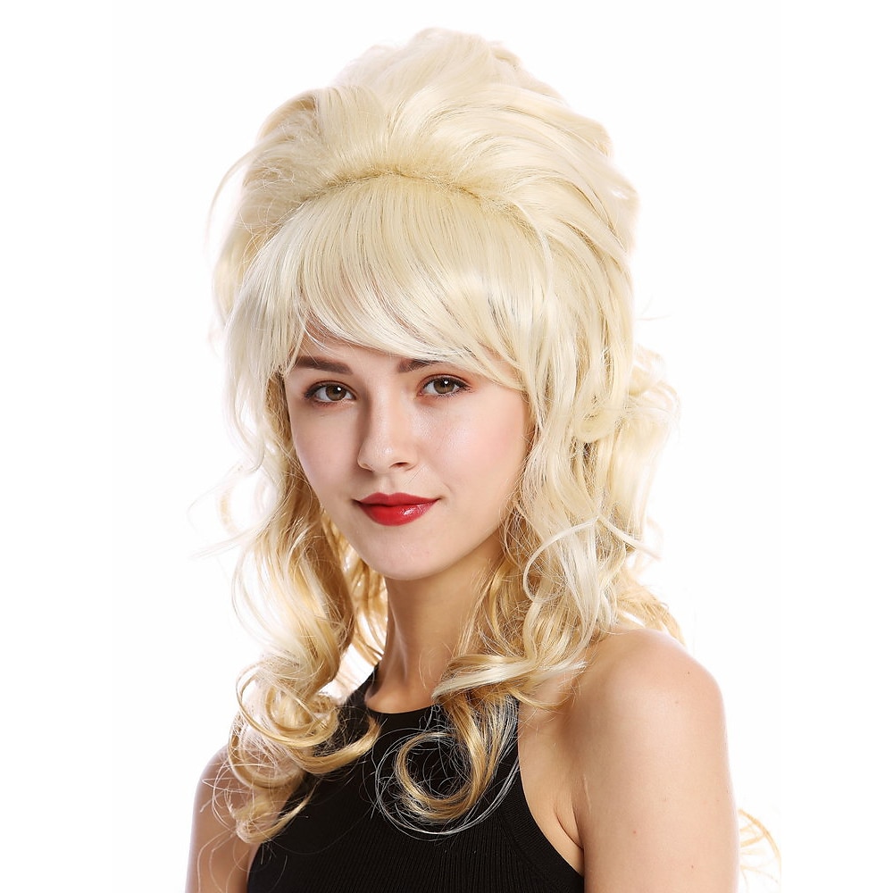 Dam Parann Barock 60-tal Beehive Retro Knyten Lockig Lång Ljus Blond Mix Pop Sångare Halloween Parann 2025 - $23.99 –P1
