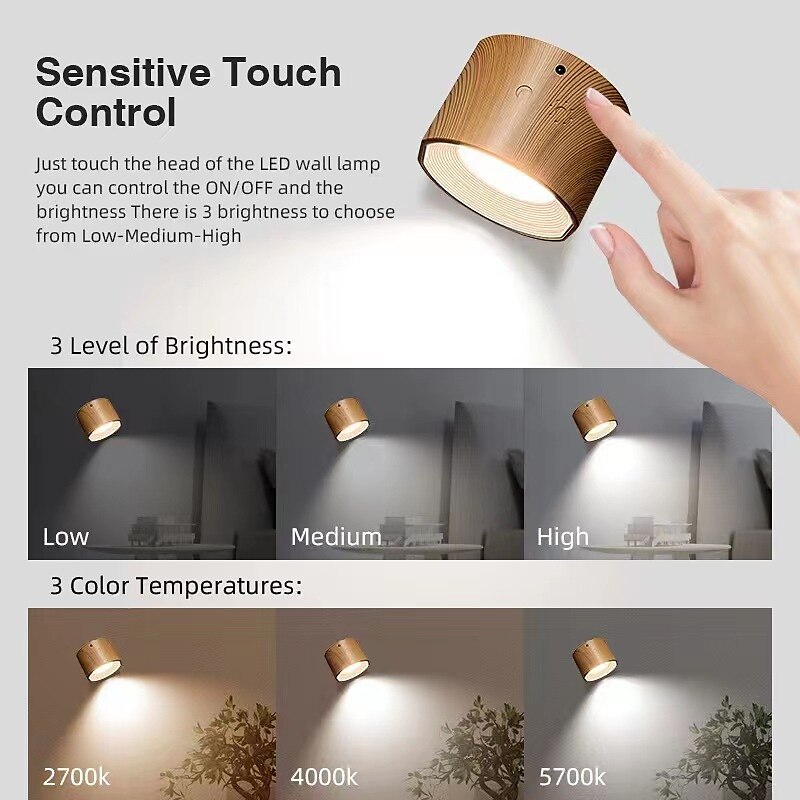Luces LED para gabinete con control remoto, lámpara de pared recargable de 3000 mah, 3 temperaturas de color, luz magnética regulable con rotación de 360 °, para pasillo junto a la cama del dormitorio 2025 - $42.99 –P5