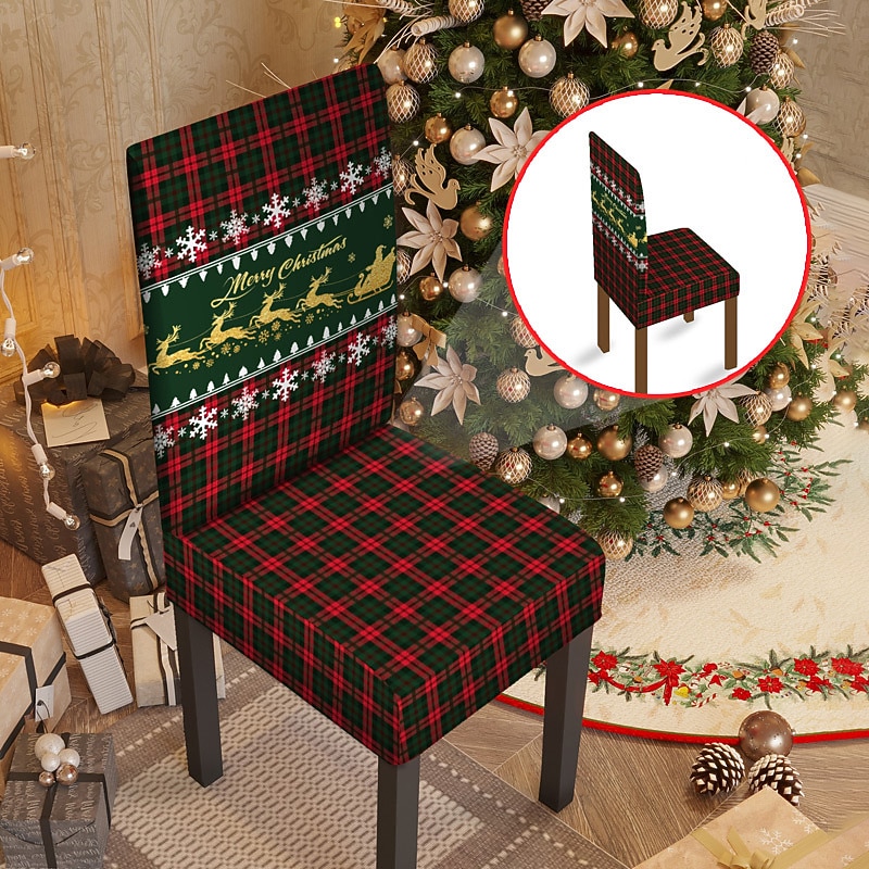 Fundas navideñas para sillas de comedor, fundas elásticas para sillas Parsons de Navidad, protector de asiento, funda lavable de spandex para sillas de cocina para comedor 2025 - $12.49 –P17