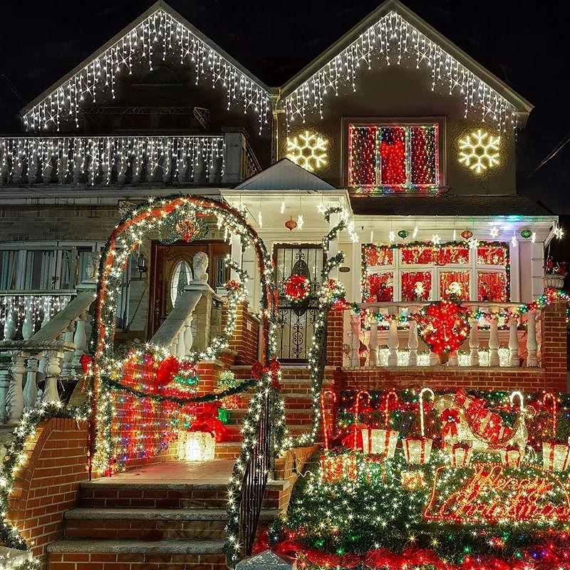 4m Fâșii de Iluminat Lumini de țurțuri de Crăciun 96 LED-uri Alb Cald Alb Rece Albastru Lumini de sărbători Fereastra / Cortina / Icicle Lights Nuntă Glob de Craciun Alimentat USB 2025 - $13.99 –P3