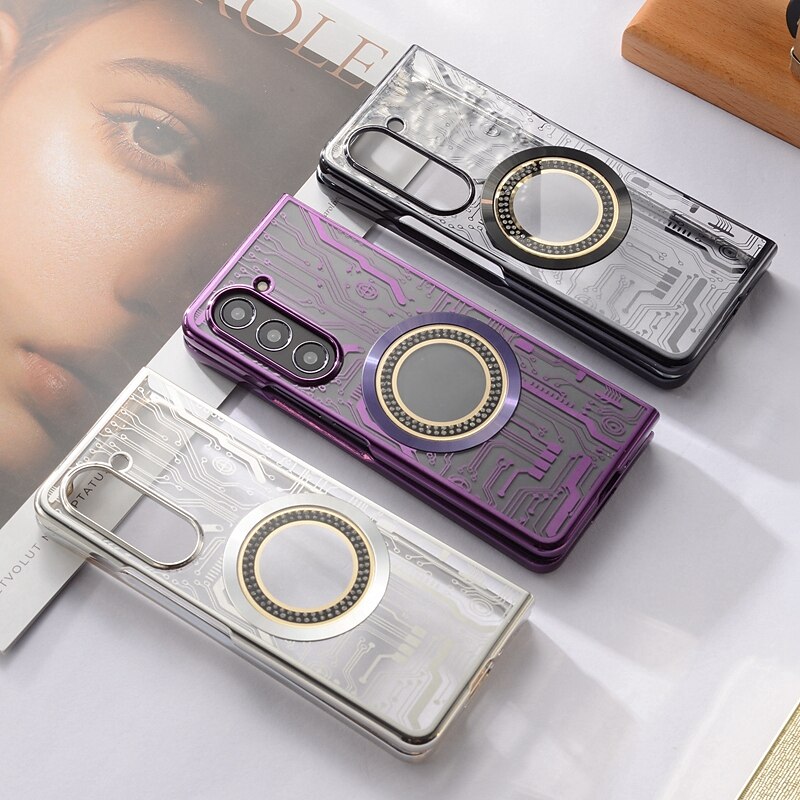 Phone Case For Samsung Galaxy Z Fold 6 Z Fold 5 Z Fold 4 Z Fold 3 Back Cover With Magsafe Support Wireless Charging Shockproof TPU Plating 2025 - $20.99 –P1