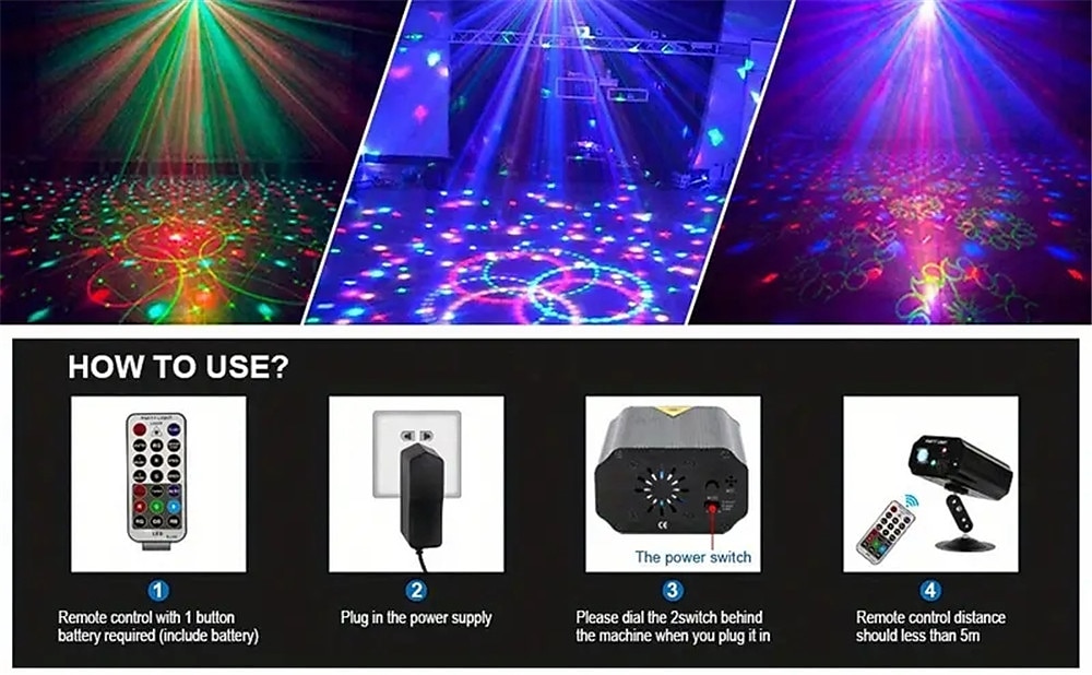 Party Lights Dj Disco Lights Strobe Stage Light Sound Activated Multiple Patterns Projector With Remote Control For Parties Bar Birthday Wedding Holiday Event Live Show Xmas Decorations Lights 2025 - $51.99 –P2