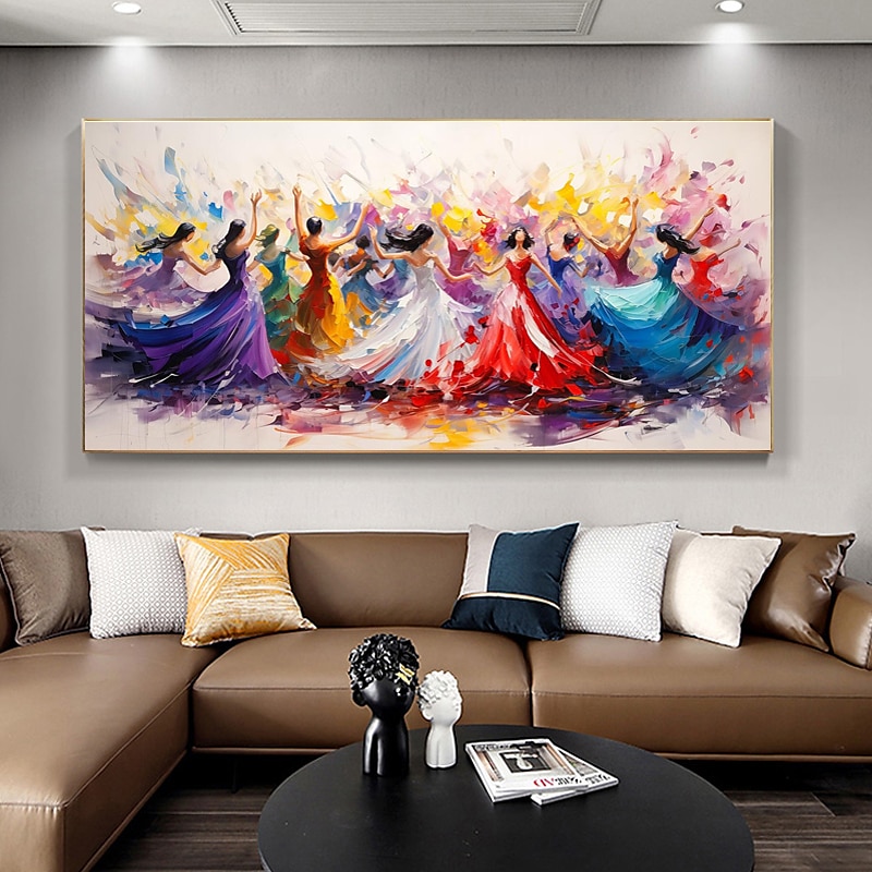 groot dansend meisje schilderij op canvas handbeschilderd muurdecor kleurrijke vrouwen muurkunst extra groot canvas moderne huisdecoratie danser canvas kunst huis kamer decor geen frame 2025 - $183.99 –P3