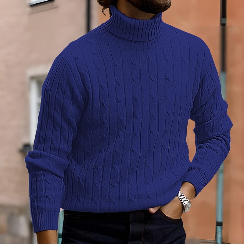 Herre Turtleneck genser Genser Riflet Kabel Strikke Strikket عادي Rullekrage Hold Varm Moderne Moderne Dagligdagstøy Ut på byen Klær Høst vinter Svart Hvit M L XL 2025 - $14.99 –P3