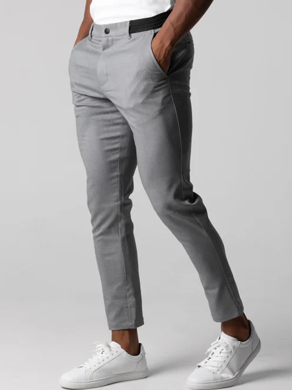 Per uomo Pantaloni Chino Pantaloni chino Tasche Liscio Comfort Traspirante Esterno Giornaliero Per uscire Di tendenza Informale Nero Blu scuro del 2026 a $25.99 –P1