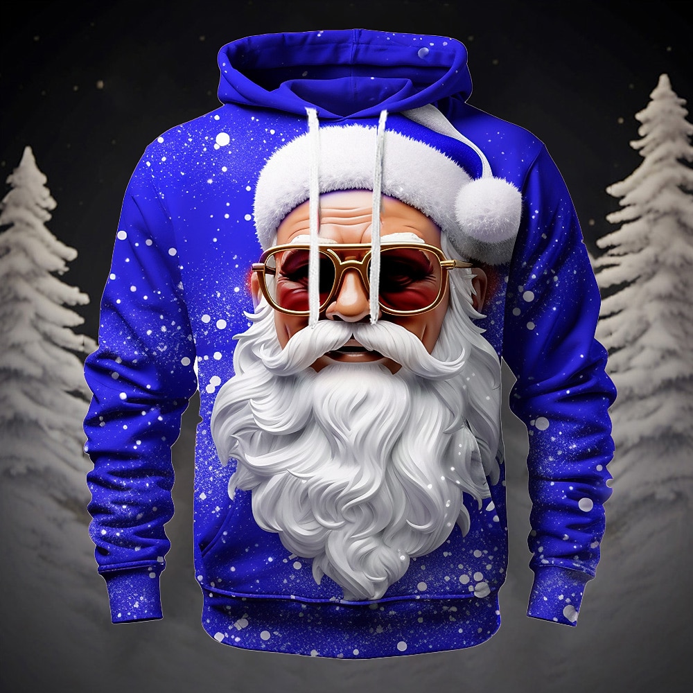 Sweat à capuche 3D Père Noël pour homme, motif graphique, mode Père Noël, impression 3D, sport, extérieur, vacances, jaune foncé, rouge, manches longues, capuche, poche avant, printemps&amp;chemise de 2025 ? $32.99 –P9