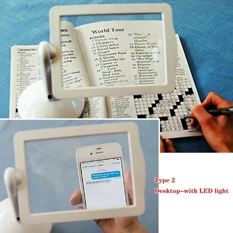 Desktop Magnifying Glass with LED Light Large Screen 360-degree Rotation 3 Times Magnification Reading Newspapers for The Elderly 2025 - $39.99 –P13