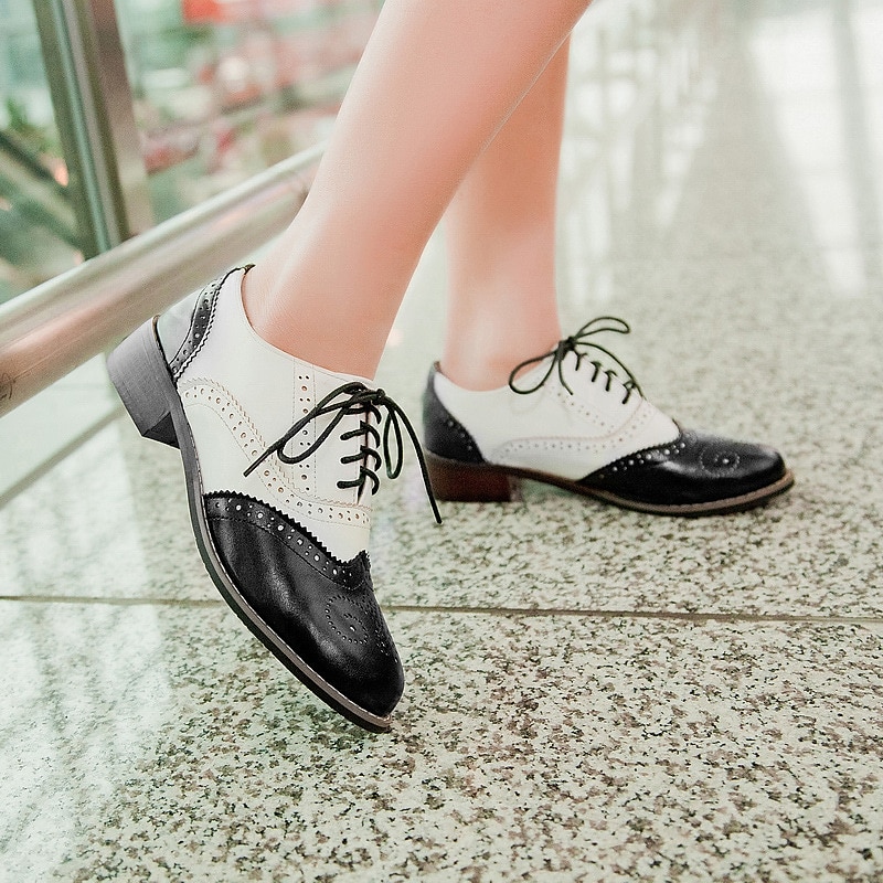 pantofi oxford clasici brogue de damă – pantofi maro din piele artificială cu vârful aripii cu șireturi pentru ținute casual și formale de inspirație vintage 2025 - $42.99 –P15