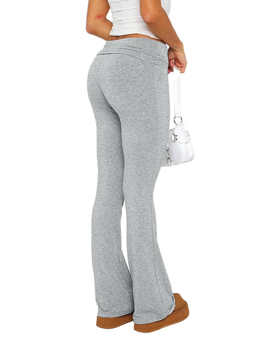 Pentru femei Clopot de jos Pantaloni Activ Modă Șic Stradă Lungime totală Talie Joasă Simplu Respirabilitate Απαλό Comfortabil Micro-elastic În aer liber Stradă Zilnic Gri Deschis Gri Închis Roz 2025 - $13.99 –P3