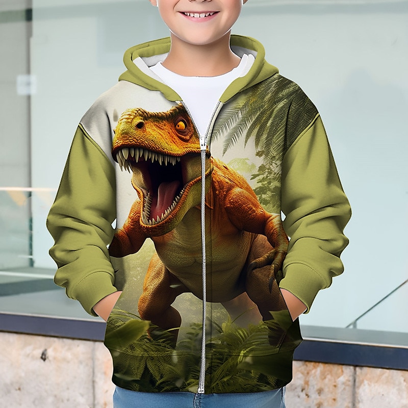 Pojkar 3D Dinosaurie Huvtröja Kappa Ytterkläder Långärmad 3D-tryck Höst Vinter Mode Streetwear Häftig Polyester Barn 3-12 år Utomhus Ledigt Dagligen Normal 2025 - $21.99 –P4