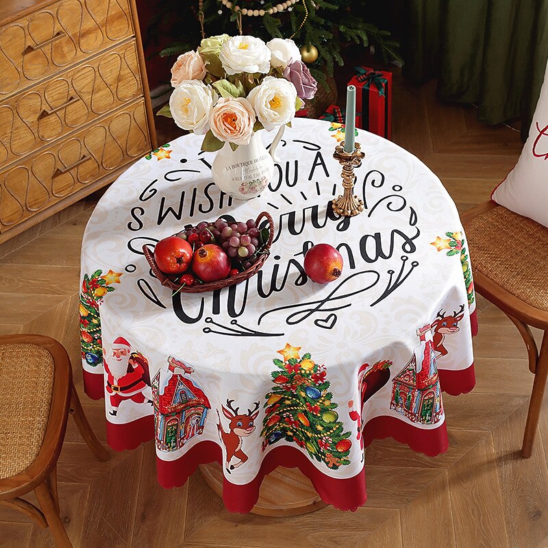 Toalha de mesa redonda à prova d'água e resistente a óleo, cobertura de mesa com decoração de inverno para jantar patry de 2025 por $19.99 –P3