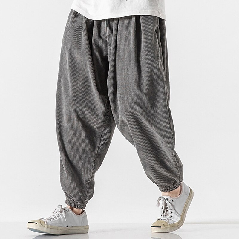 Men's Sweatpants Corduroy Pants Carrot Pants Pocket Drawstring Elastic Waist Plain Comfort Breathable Outdoor Daily Going out Fashion Casual Black Pink 2026 - $49.99 –P13