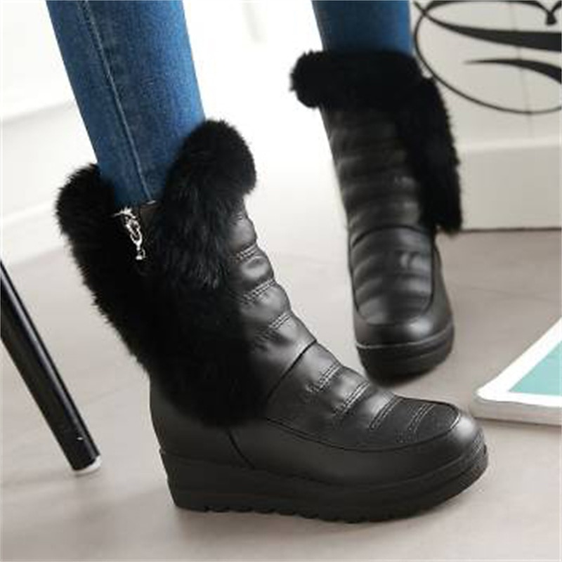 Dámské Boty Sněhule Venkovní Denní Pevná barva Podšité fleecem Kotníkové boty Booties Rovná podrážka Oblá špička Na běžné nošení Pohodlné Umělá kožešina Zip Černá Bílá Růžová 2025 - $64.99 –P10