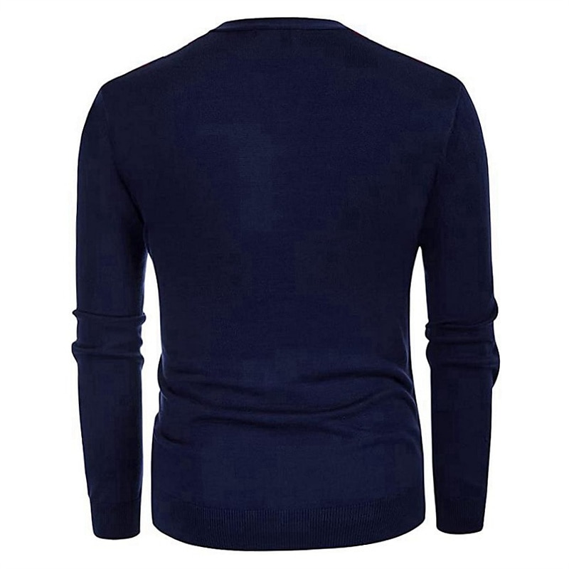 Men's Cardigan Sweater Knit Sweater Ribbed Knit Cropped Button Up Color Block V Neck Warm Ups Modern Contemporary Casual Daily Wear Clothing Apparel Fall Winter Dark Navy Brown M L XL 2025 - $31.99 –P3
