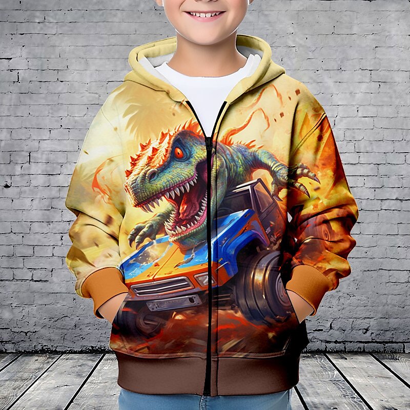 Pojkar 3D Dinosaurie Huvtröja Kappa Ytterkläder Långärmad 3D-tryck Höst Vinter Mode Streetwear Häftig Polyester Barn 3-12 år Utomhus Ledigt Dagligen Normal 2025 - $18.49 –P4