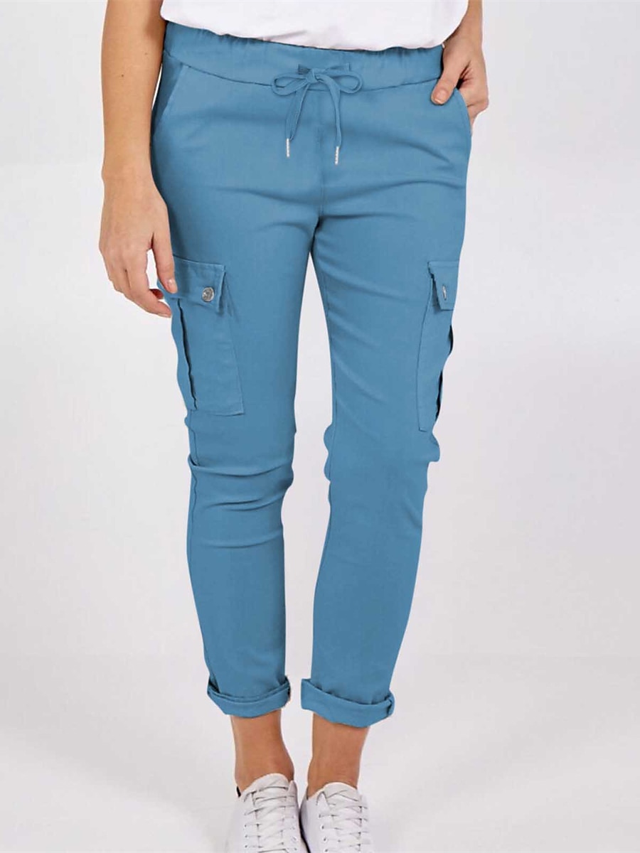 Women's Cargo Pants Pants Trousers Plain Mid Waist Full Length Dark Grey Fall 2025 - $22.99 –P4