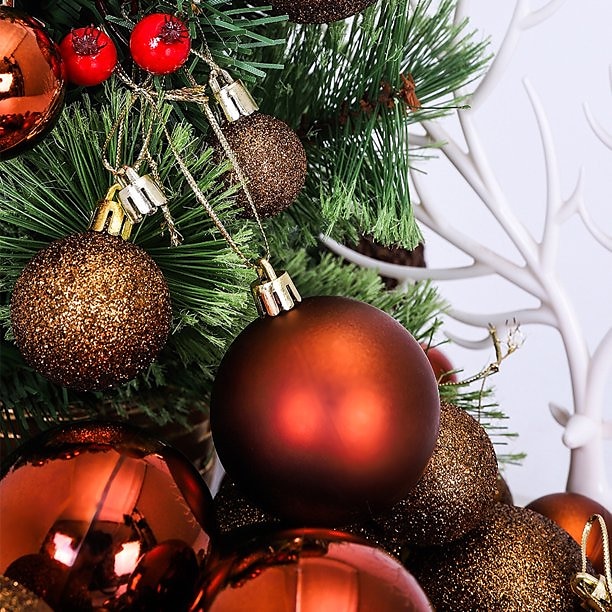 2025年 クリスマスオーナメント ボール飾り クリスマスデコレーション 100個入り 3～6cm 飛散防止吊り下げボール クリスマスツリー、結婚式、パーティー、ホリデー用  コレクション – $29.99 –P5