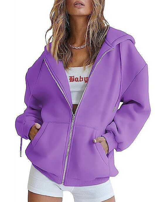 Moletom Moletom com zíper Pullover Tecido Bolso frontal Para Mulheres Adulto Não Imprimindo Rua Casual / Diário de 2025 por $21.99 –P13