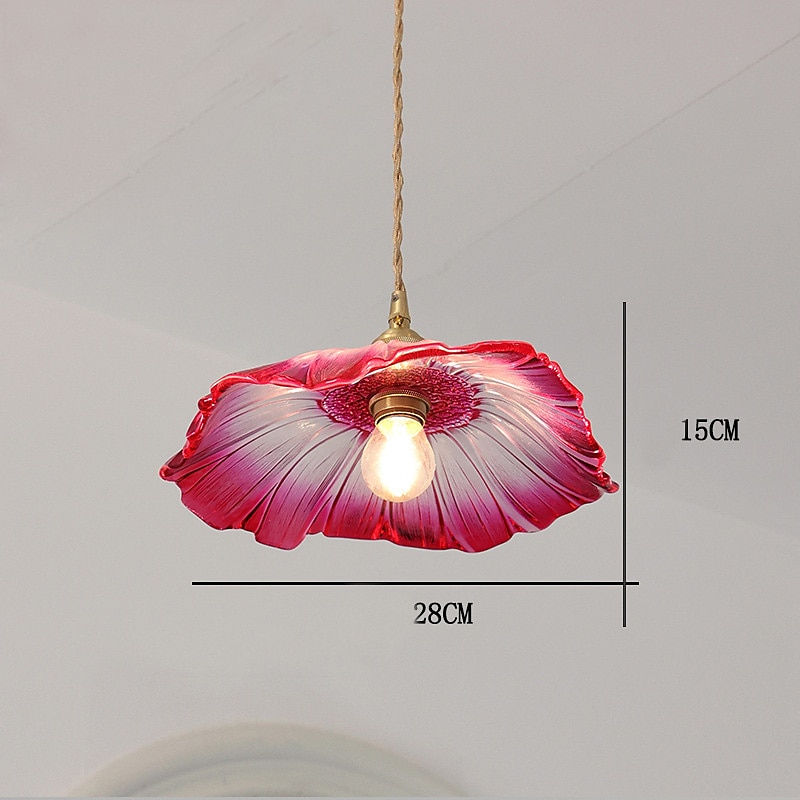 Lámpara colgante de cristal para isla de cocina, lámpara de techo con pantalla de cristal de flor morada, lámpara colgante rústica E27 para comedor, dormitorio, bar 2025 - $185.99 –P8