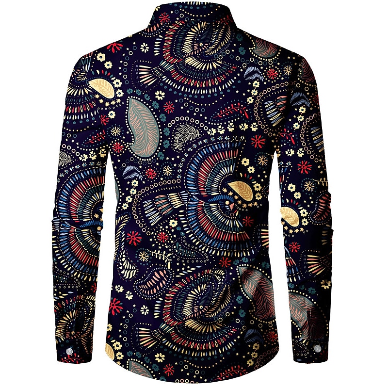 Herren Hemd Knopfhemd Langarm Brautkleider schlicht Boho Freizeitskleidung Ausgehen Herbst Winter Umlegekragen Bedruckt Button-Down Schwarz Dunkelmarine Beige 2025 - $24.99 –P2