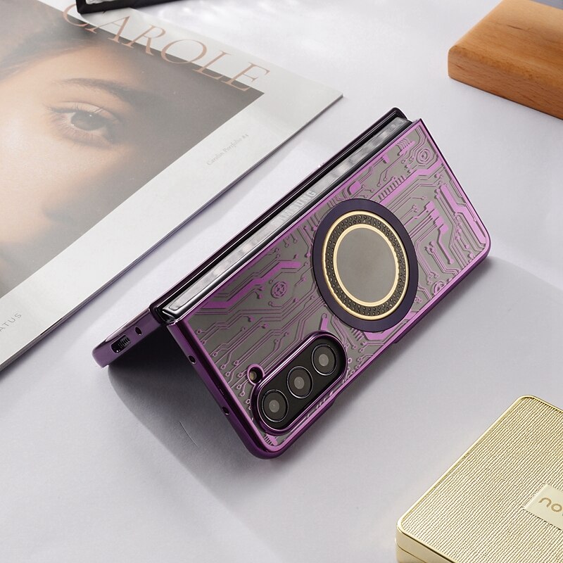 Phone Case For Samsung Galaxy Z Fold 6 Z Fold 5 Z Fold 4 Z Fold 3 Back Cover With Magsafe Support Wireless Charging Shockproof TPU Plating 2025 - $20.99 –P7