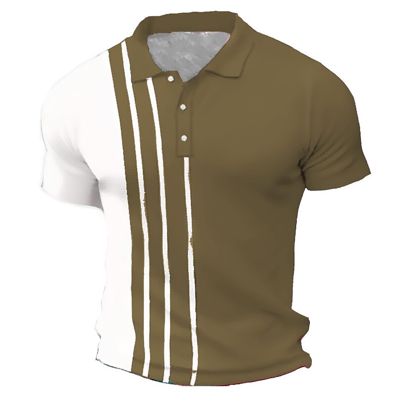 Voor heren Wafel poloshirt Golfshirt Werk Straat Polo kraag Klassiek Korte mouw Modieus Casual Gestreept Knoop voorzijde Zomer Lente Lente zomer Normale pasvorm Zwart Blozend Roze Leger Groen blauw 2025 - $16.49 –P3