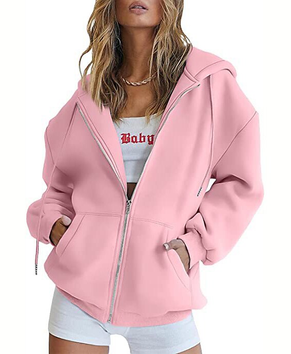 Moletom Moletom com zíper Pullover Tecido Bolso frontal Para Mulheres Adulto Não Imprimindo Rua Casual / Diário de 2025 por $21.99 –P4