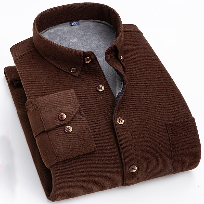 Men's Shacket Solid / Plain Color Vacation New Year Yellow Red Dark Navy Blue Long Sleeve Classic Collar Fall / Winter Clothing Apparel Print 2025 - $38.99 –P6