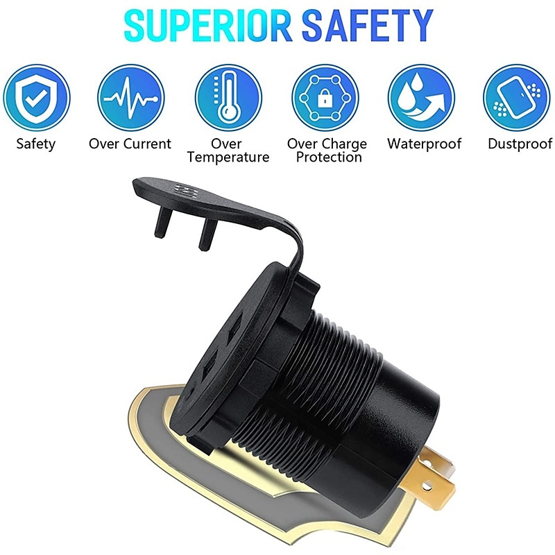36w dual usb qc3.0 autolader 12v usb-uitgang snel opladen stopcontact met kleurrijke digitale voltmeter & aan / uit knop & 10a ingebouwde zekering voor voertuigen motorfietsen marine boot atv bus 2025 - $51.99 –P9