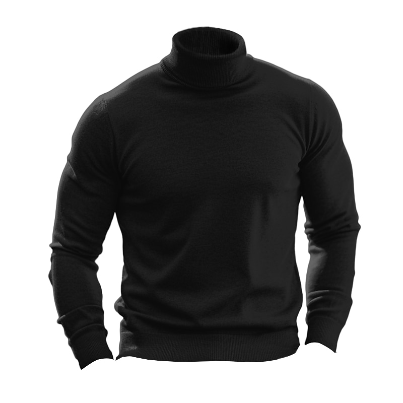 Men's Turtleneck Sweater Pullover Sweater Jumper Knit Sweater Mens Turtle Neck Jumper Ribbed Knit Regular Tops Knitted Basic Plain Turtleneck Keep Warm Modern Contemporary Daily Wear Going out 2025 - $16.99 –P5