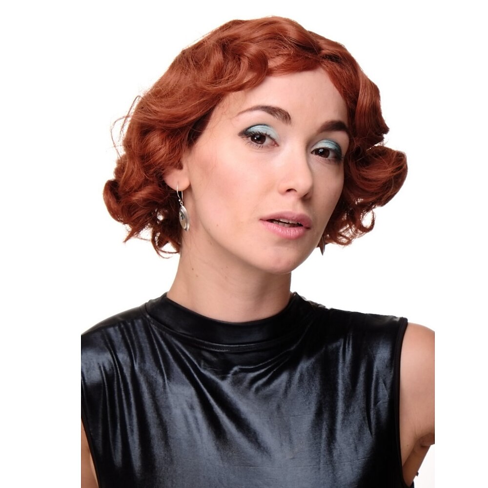 Lady Wig Short Bob 20s 30s Twenties Movie Star Diva Charleston Swing Style Wave Copper Red Halloween Wigs 2025 - $19.99 –P2