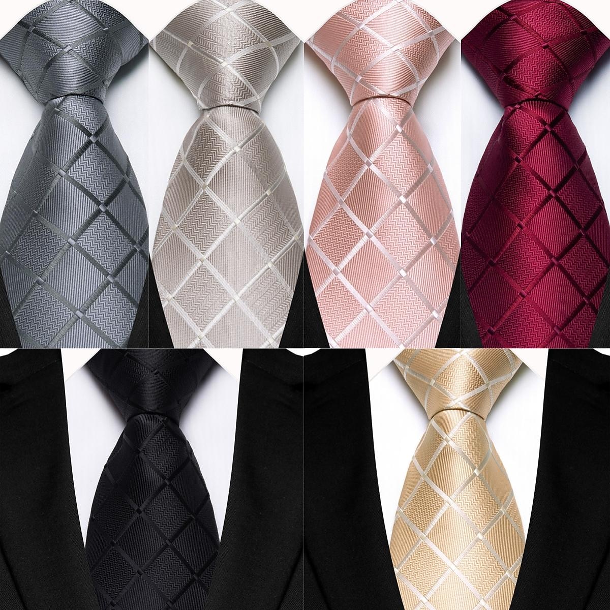 cravatta classica da uomo a righe rosa verde blu cravatta di seta da uomo fazzoletto gemelli da sposa cravatta formale gfit per uomo del 2025 a $13.99 –P1