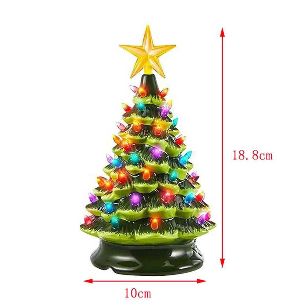 Christmas Tree Ceramic Christmas Tree Tabletop Decoration LED Light Hand-Painted Vintage Christmas Holiday Decoration 1PC 2025 - $25.99 –P6