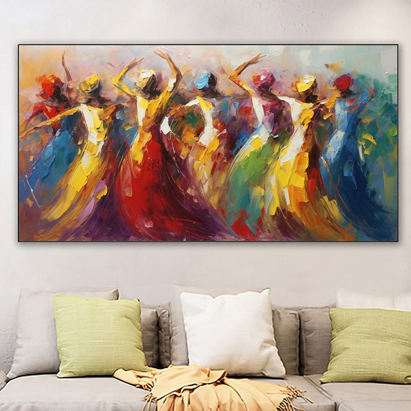 groot dansend meisje schilderij op canvas handbeschilderd muurdecor kleurrijke vrouwen muurkunst extra groot canvas moderne huisdecoratie danser canvas kunst huis kamer decor geen frame 2025 - $183.99 –P9