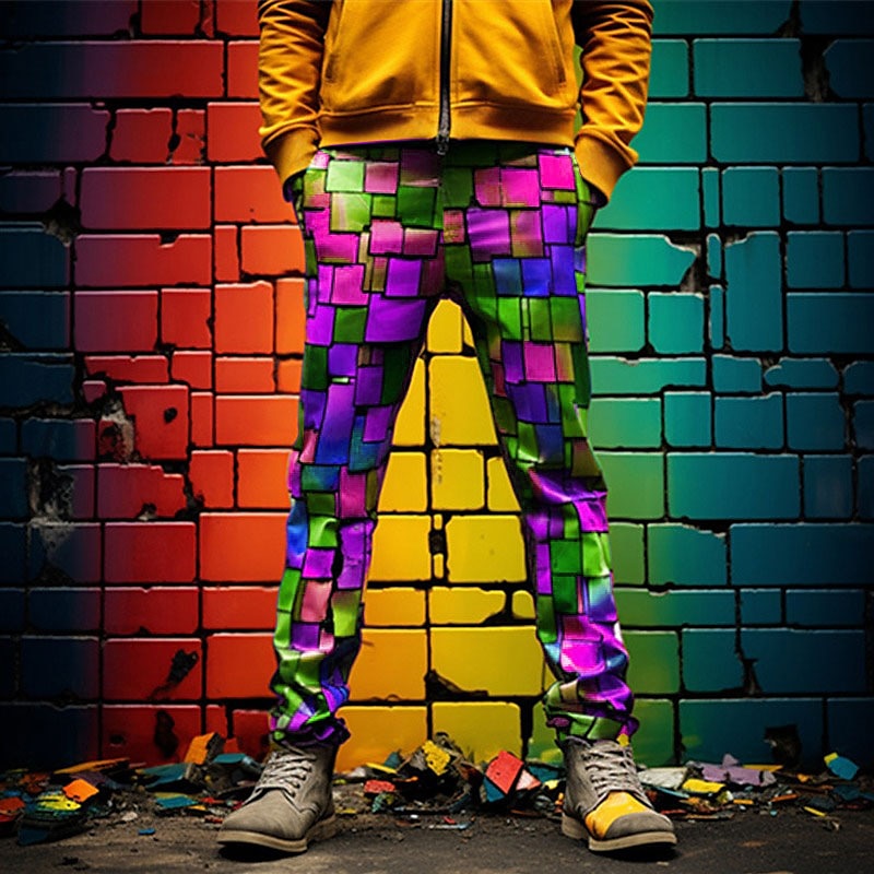Color Block Colorato Vetro Lavoro Astratto Per uomo Stampa 3D pantaloni della tuta Pantaloni Esterno Da tutti i giorni Abbigliamento di strada Poliestere Grigio scuro Blu Viola S M L Vita normale del 2025 a $29.99 –P2