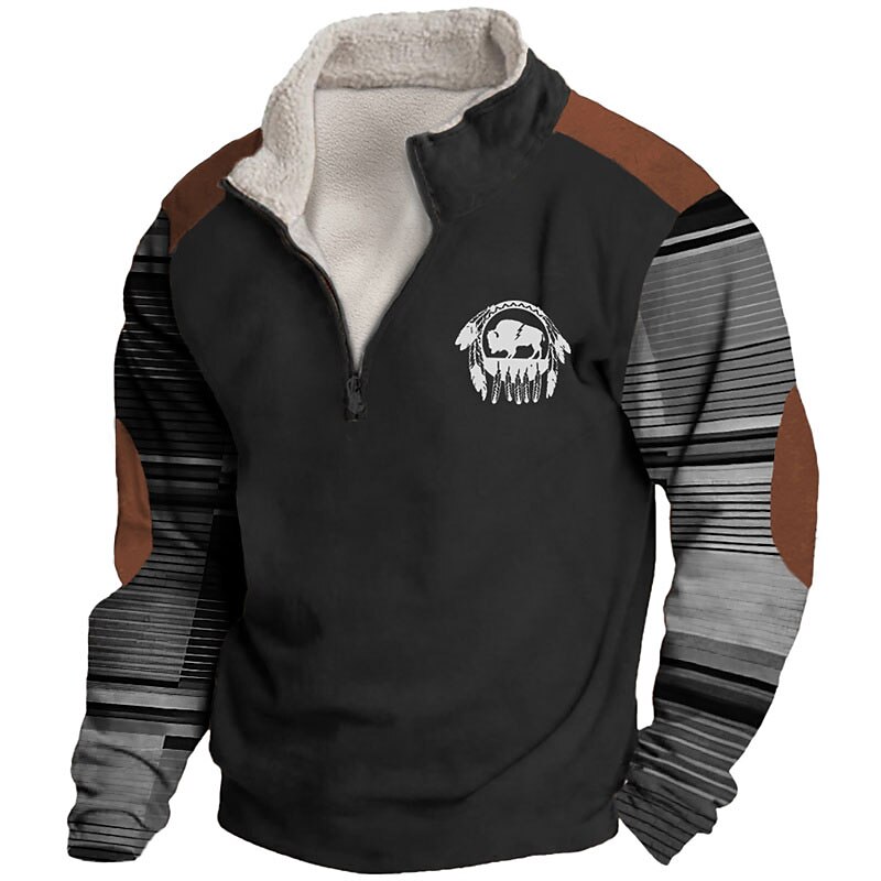Hombre Graphic Bloque de color Tribal Sudaderas Sudadera Sudadera con cremallera Manga Larga Camisa de entrenamiento Cremallera de un cuarto Diario Básico Casual Impresión 3D Vacaciones Festivos Noche 2025 - $43.99 –P4